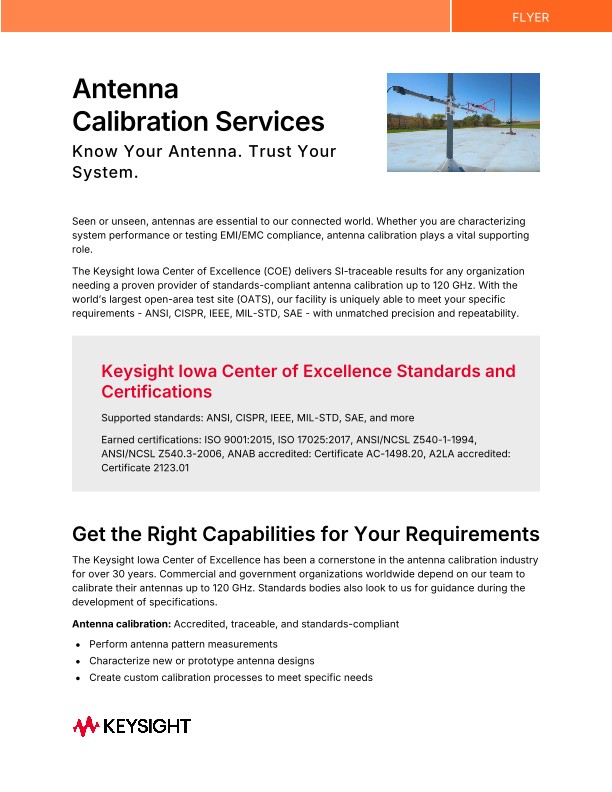 Antenna Calibration Services PDF Asset Page Keysight